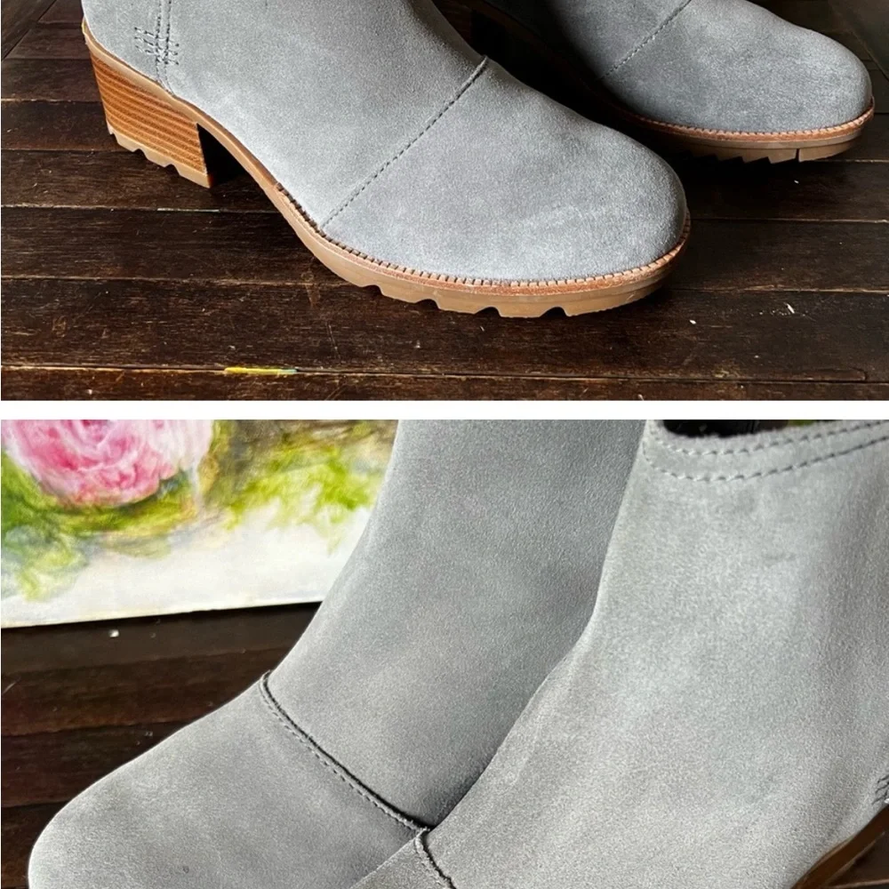 SOREL Cate Cut Out Booties 8.5 Waterproof Suede Ankle Boots #NL3384-052 Gray - Picture 3 of 5